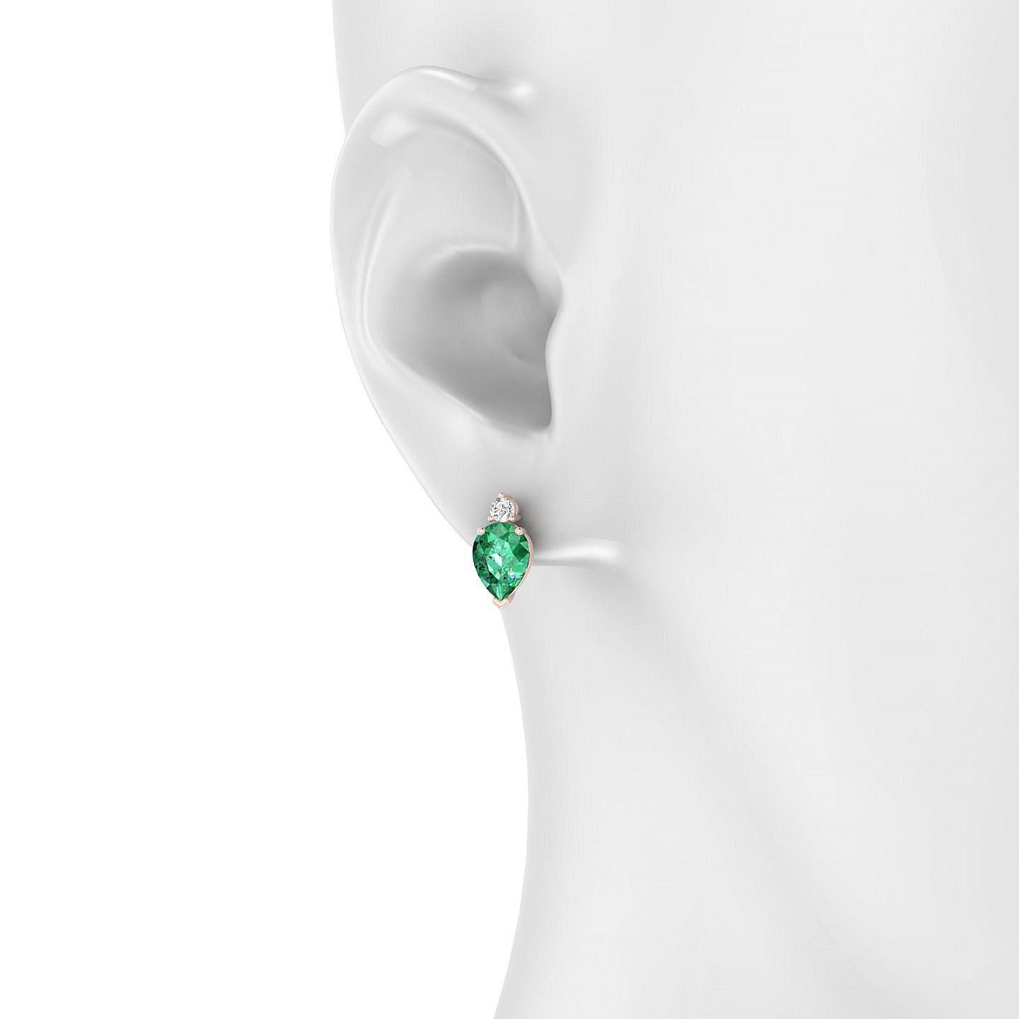 Sparkle | 18k Rose Gold 8 x 6 mm Pear Emerald Earrings
