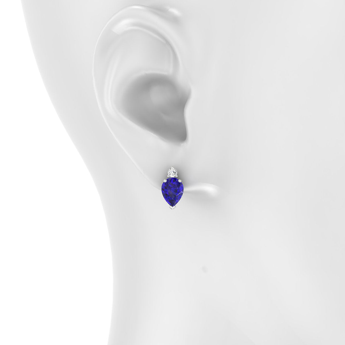 Sparkle | 18k White Gold 8 x 6 mm Pear Tanzanite Earrings