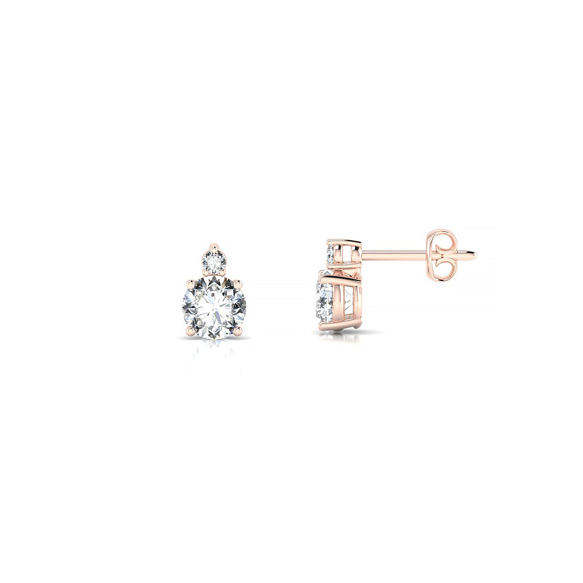 Sparkle | 18k Rose Gold 4.2 mm Round Diamond Earrings