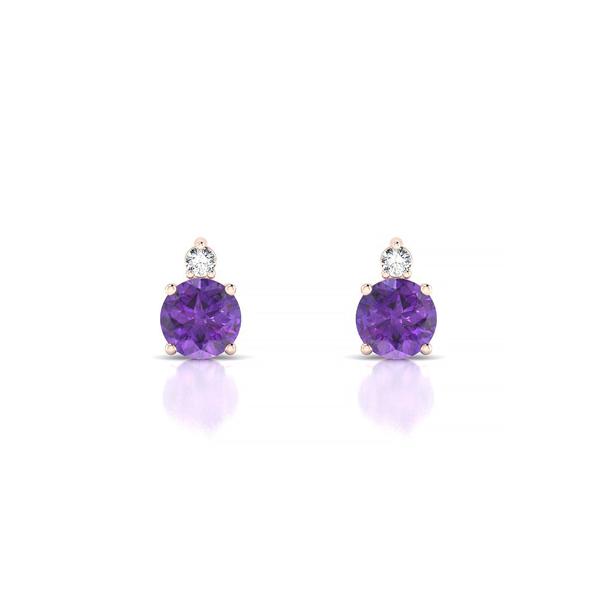 Sparkle | 18k Rose Gold 4.5 mm Round Amethyst Earrings