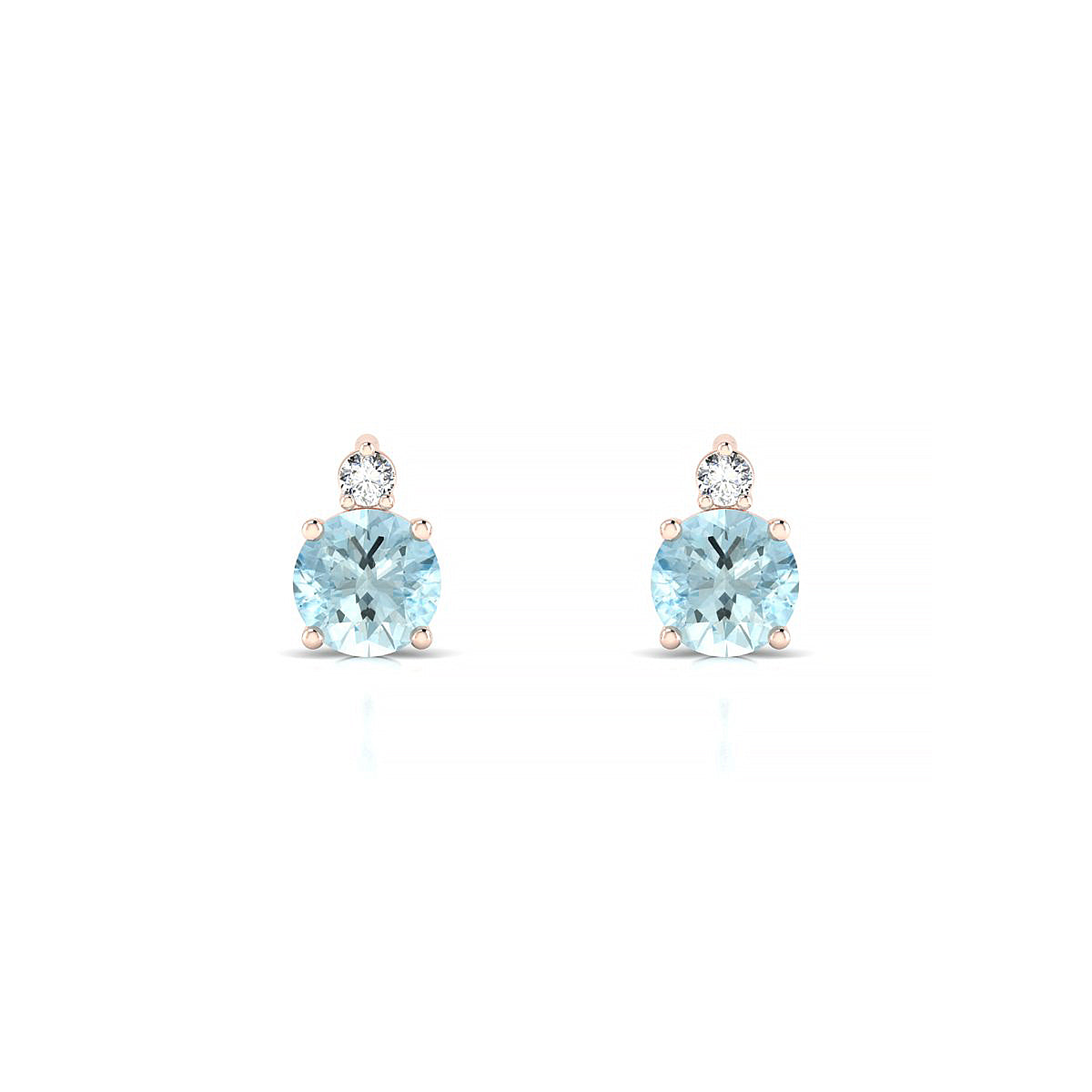 Sparkle | 18k Rose Gold 4.5 mm Round Aquamarine Earrings