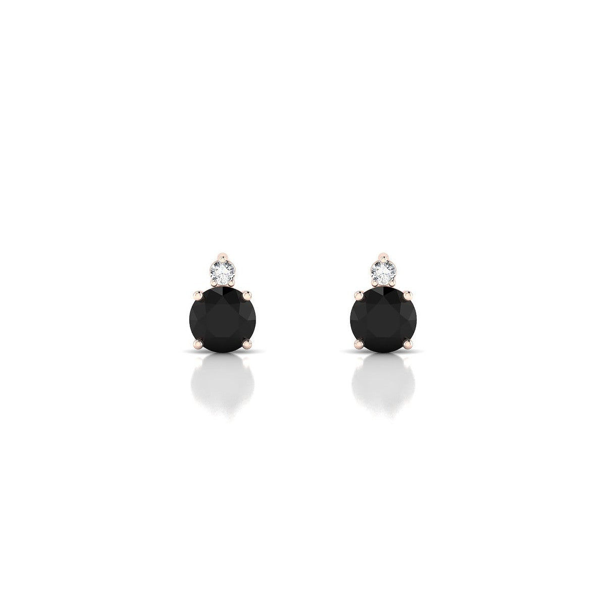 Sparkle | 18k Rose Gold 4.5 mm Round Black Diamond Earrings