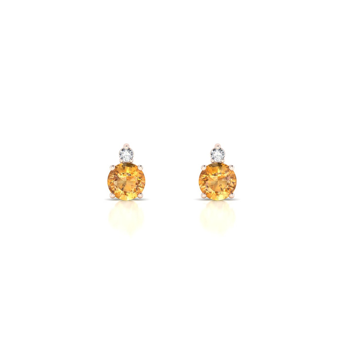 Sparkle | 18k Rose Gold 4.5 mm Round Citrine Earrings