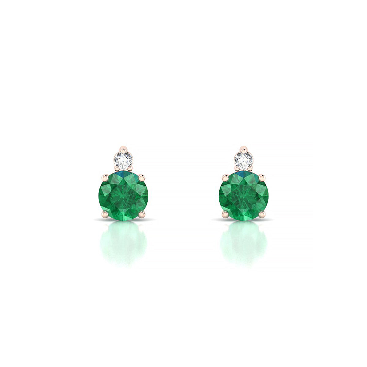 Sparkle | 18k Rose Gold 4.5 mm Round Emerald Earrings