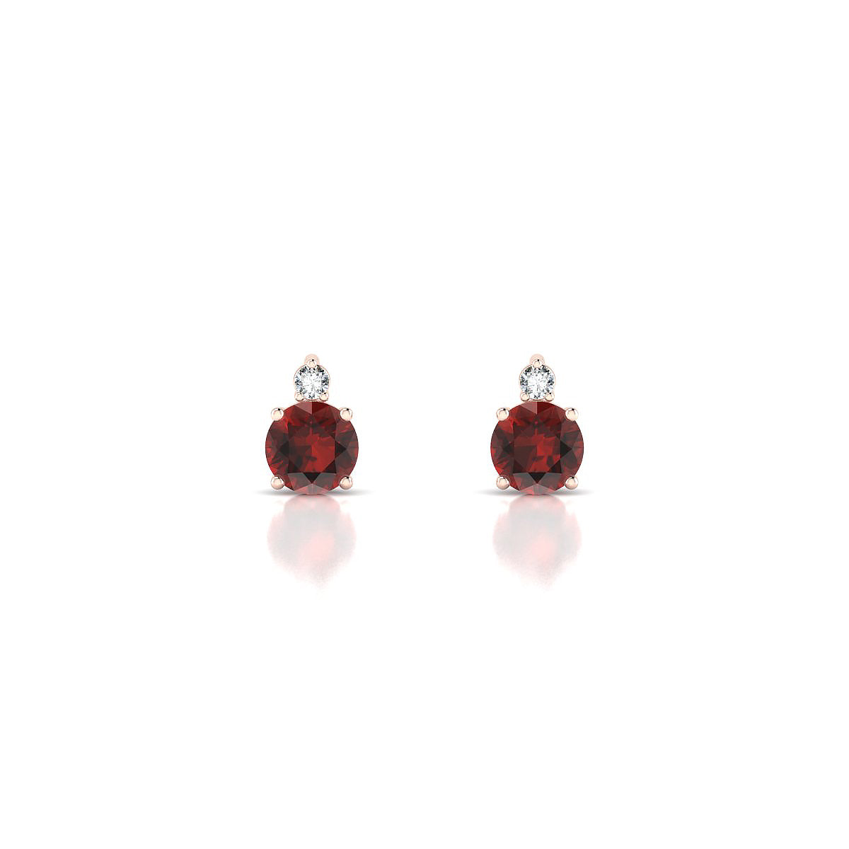 Sparkle | 18k Rose Gold 4.5 mm Round Garnet Earrings
