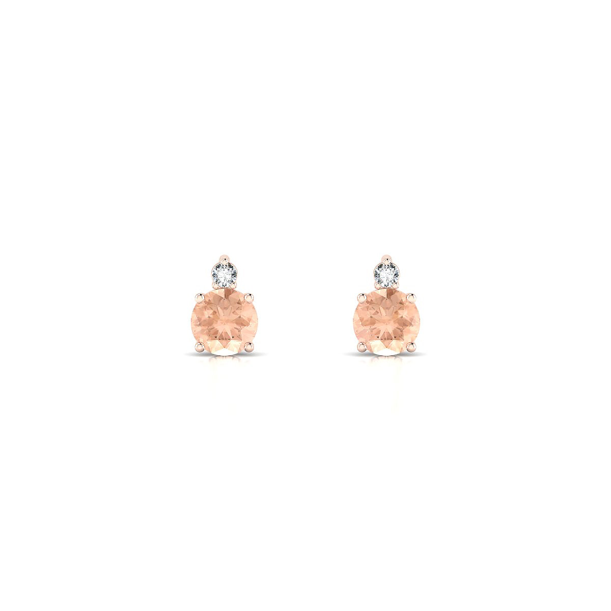 Sparkle | 18k Rose Gold 4.5 mm Round Morganite Earrings