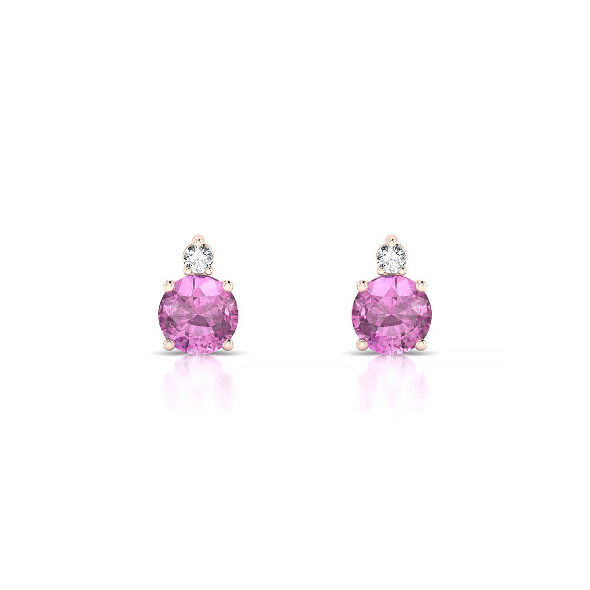 Sparkle | 18k Rose Gold 4.5 mm Round Pink Sapphire Earrings