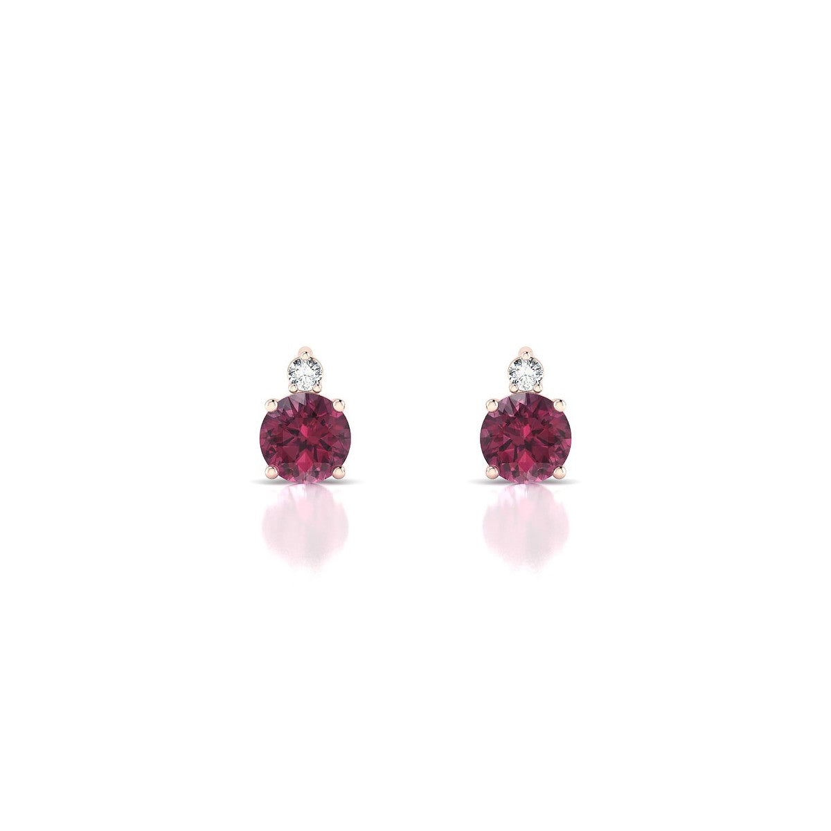 Sparkle | 18k Rose Gold 4.5 mm Round Rhodolite Earrings