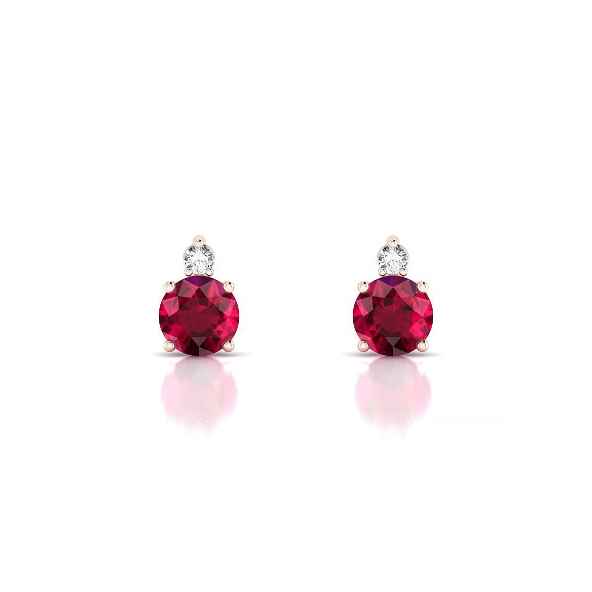 Sparkle | 18k Rose Gold 4.5 mm Round Ruby Earrings