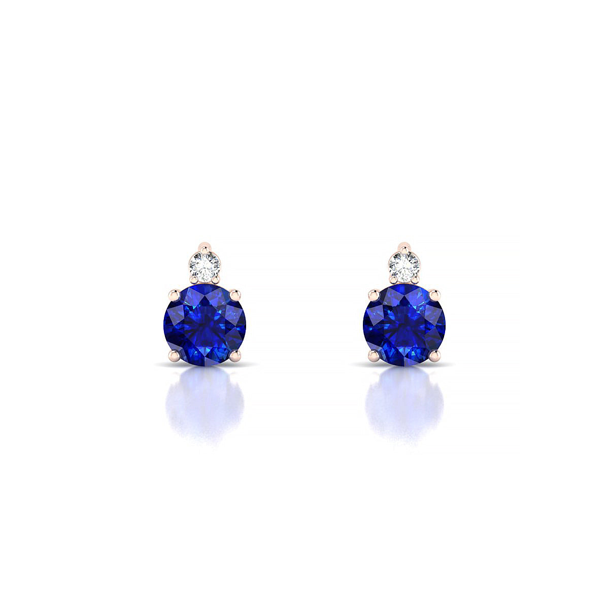 Sparkle | 18k Rose Gold 4.5 mm Round Sapphire Earrings