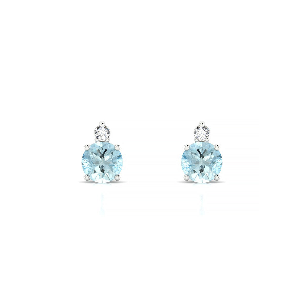 Sparkle | 18k White Gold 4.5 mm Round Aquamarine Earrings