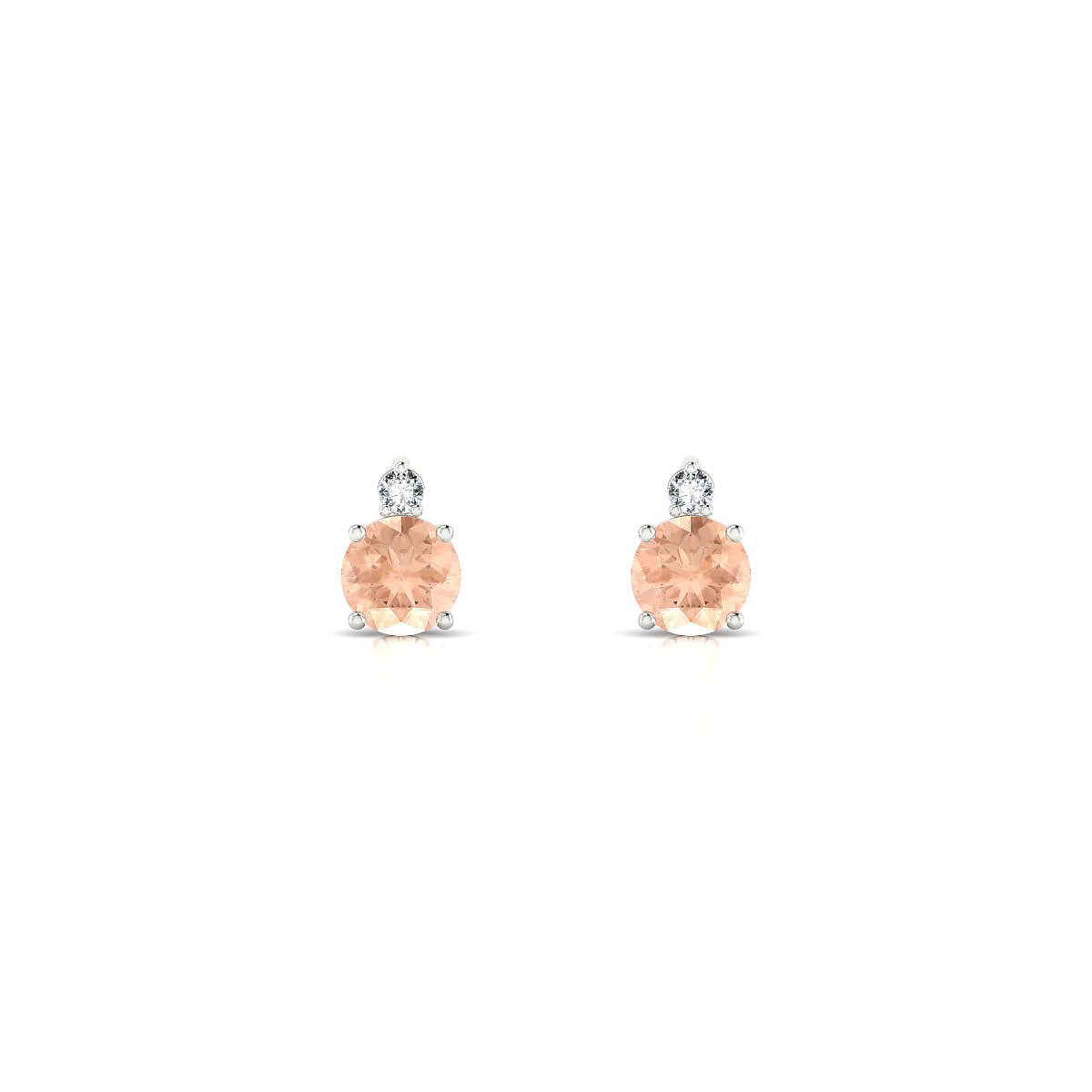 Sparkle | 18k White Gold 4.5 mm Round Morganite Earrings