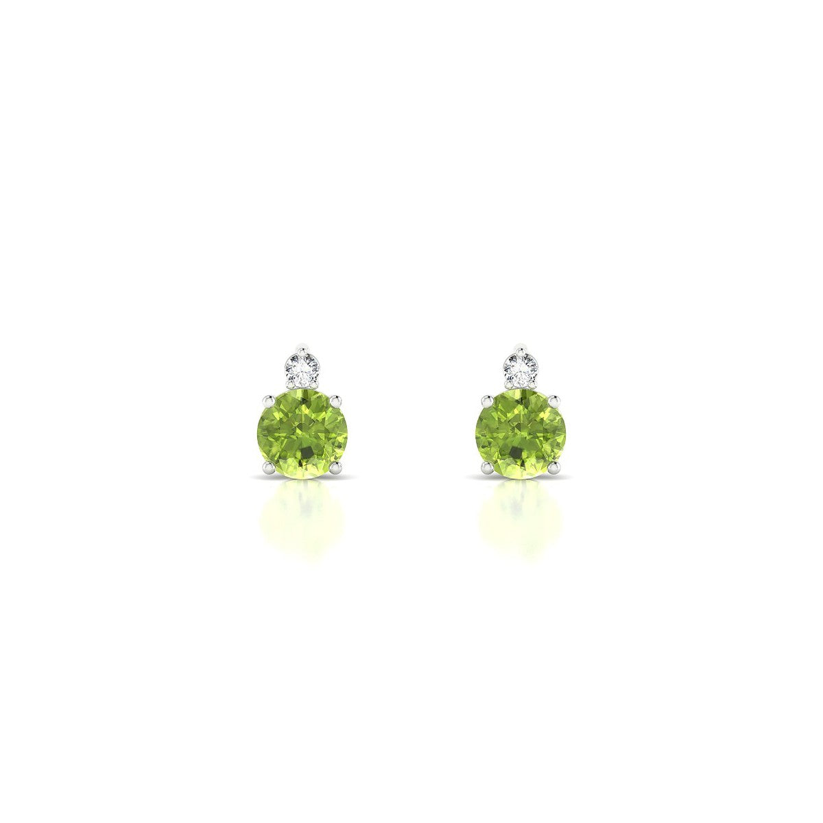 Sparkle | 18k White Gold 4.5 mm Round Peridot Earrings