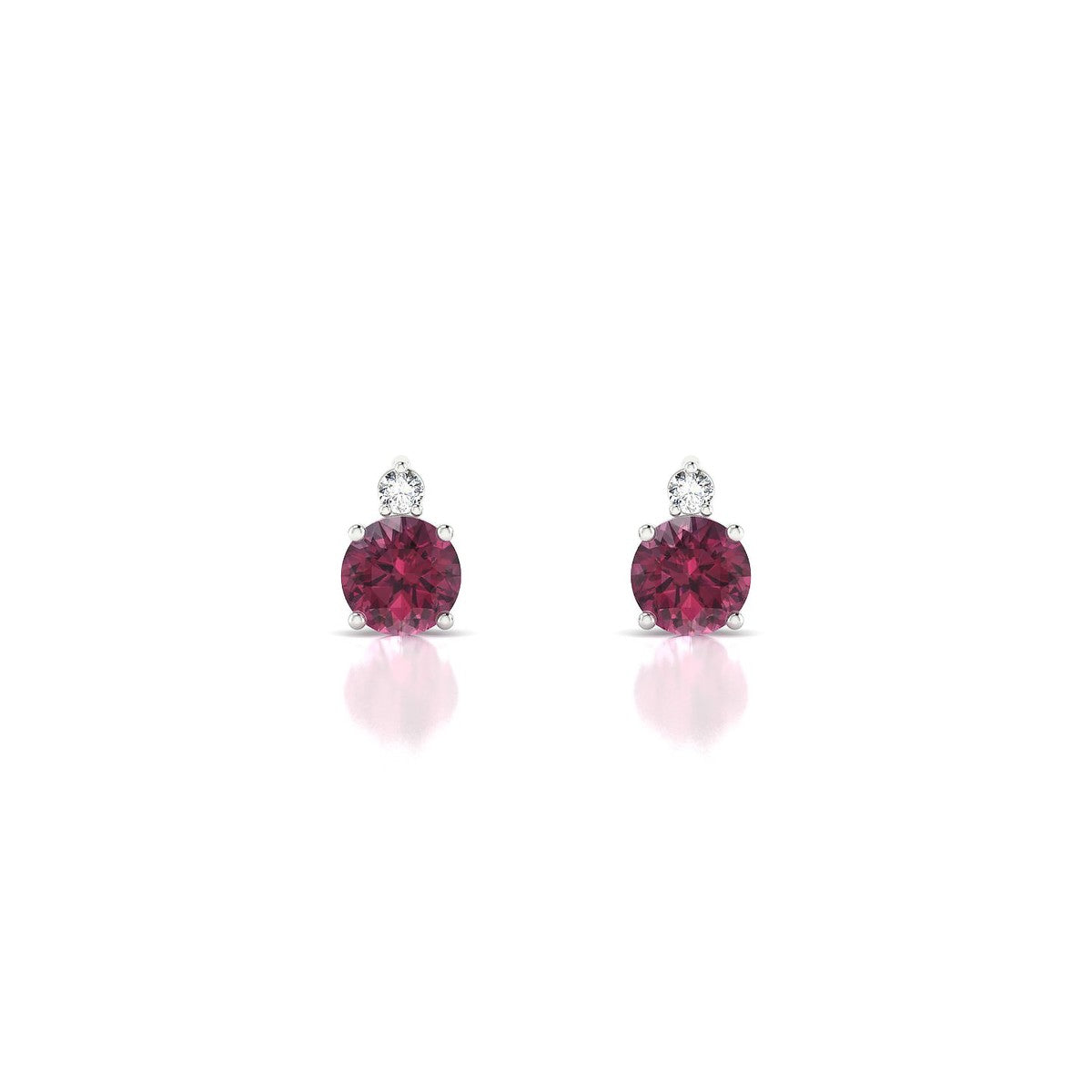 Sparkle | 18k White Gold 4.5 mm Round Rhodolite Earrings