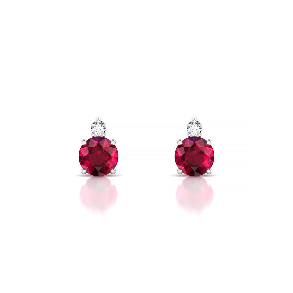 Sparkle | 18k White Gold 4.5 mm Round Ruby Earrings