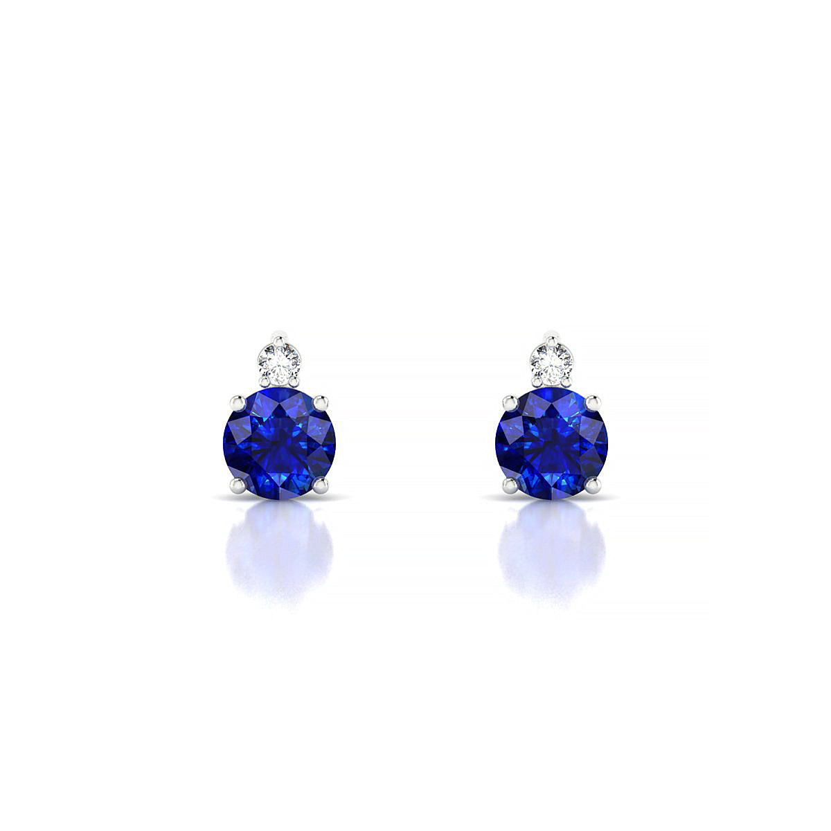 Sparkle | 18k White Gold 4.5 mm Round Sapphire Earrings