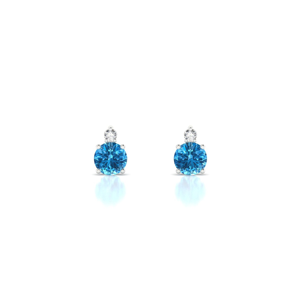 Sparkle | 18k White Gold 4.5 mm Round Topaz Earrings