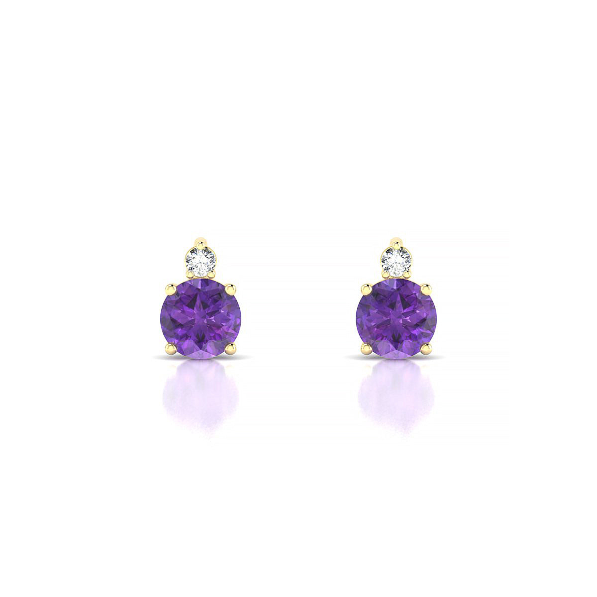Sparkle | 18k Yellow Gold 4.5 mm Round Amethyst Earrings