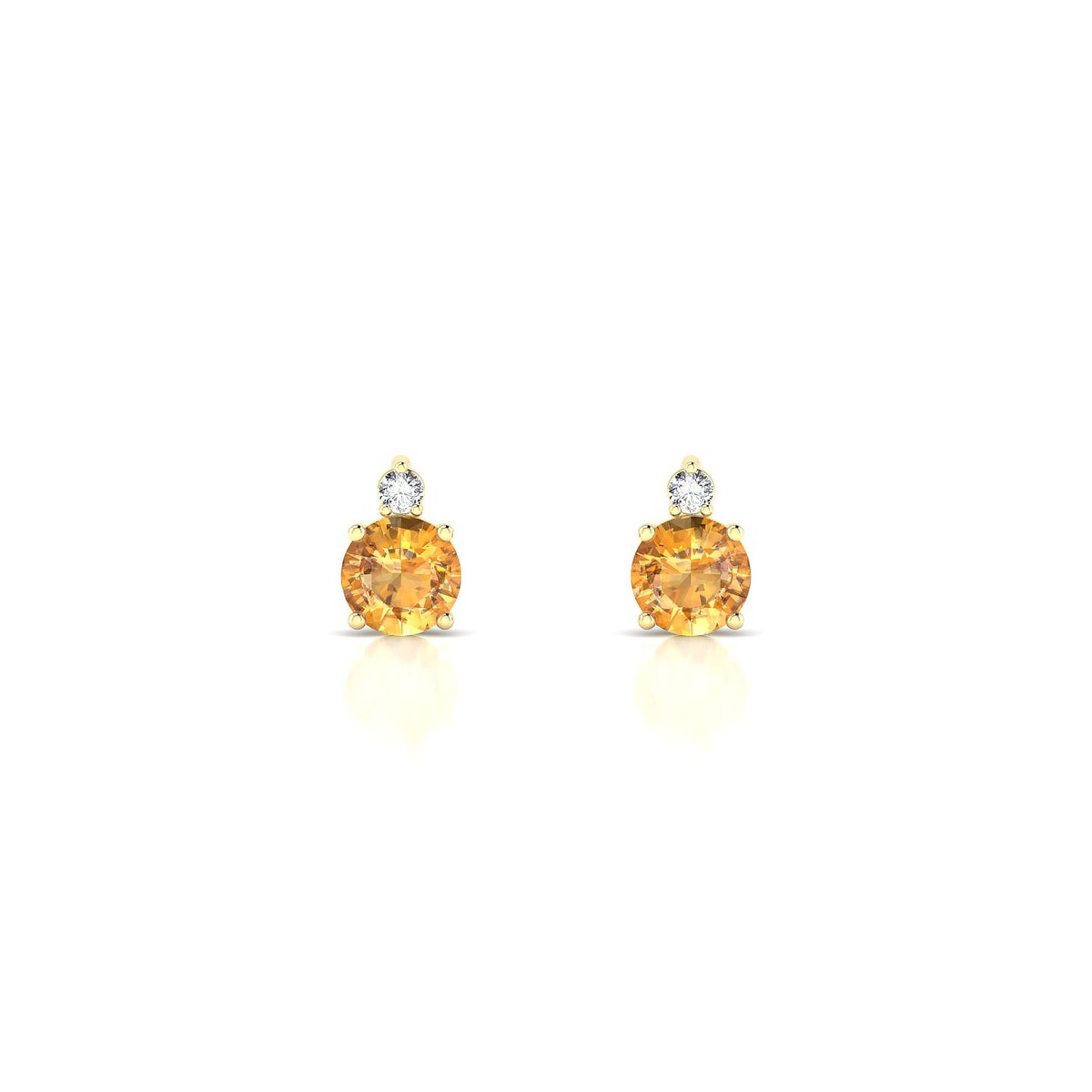 Sparkle | 18k Yellow Gold 4.5 mm Round Citrine Earrings