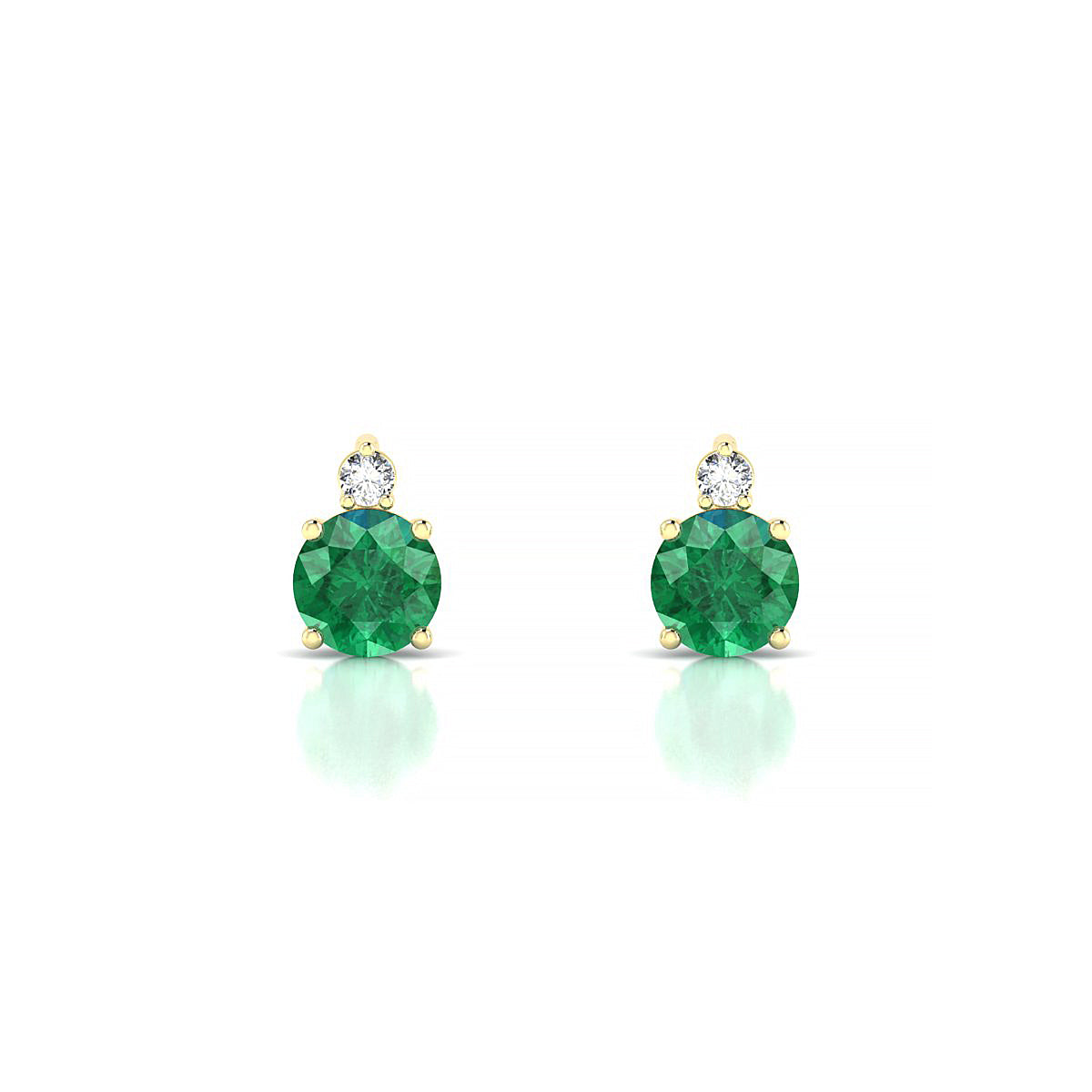 Sparkle | 18k Yellow Gold 4.5 mm Round Emerald Earrings