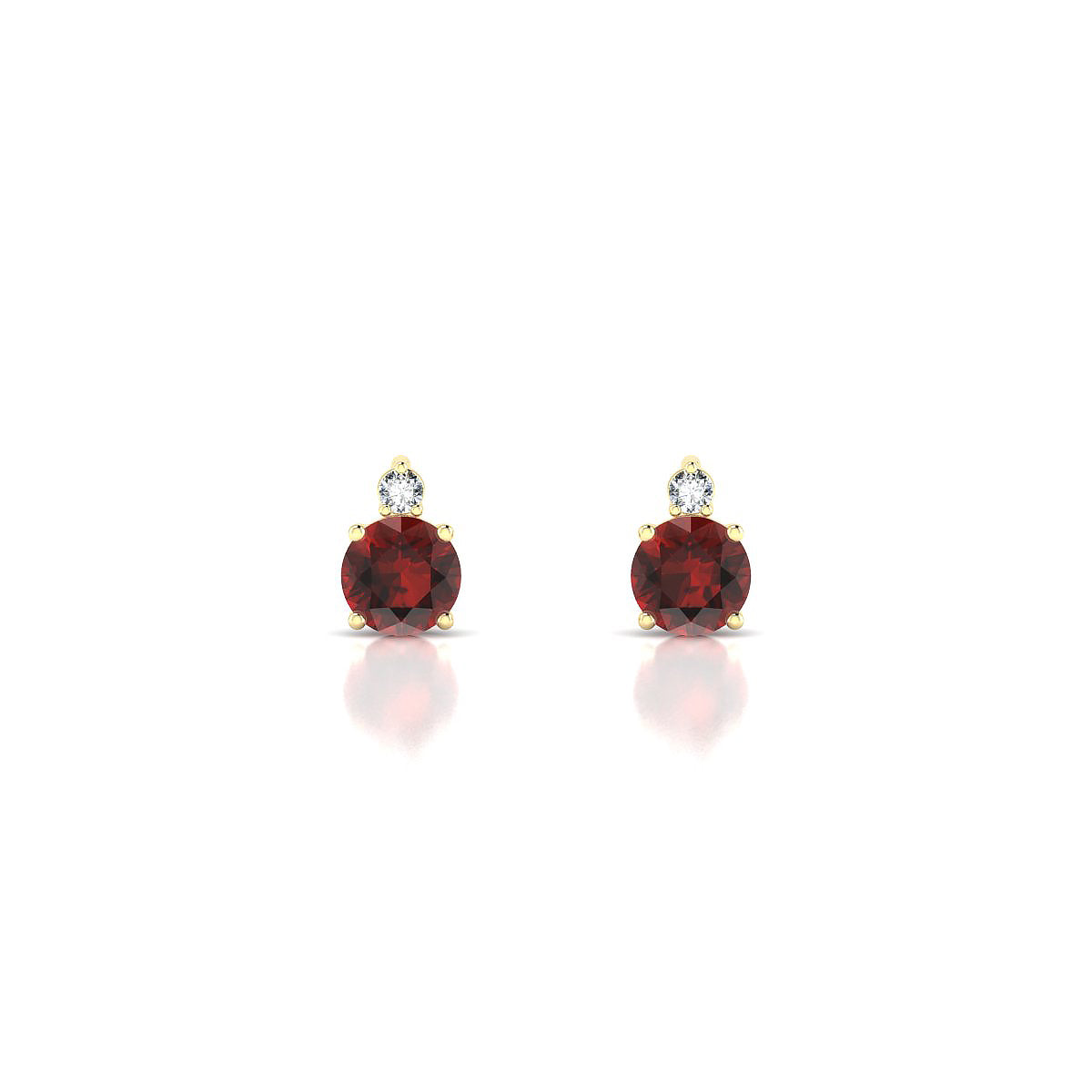 Sparkle | 18k Yellow Gold 4.5 mm Round Garnet Earrings