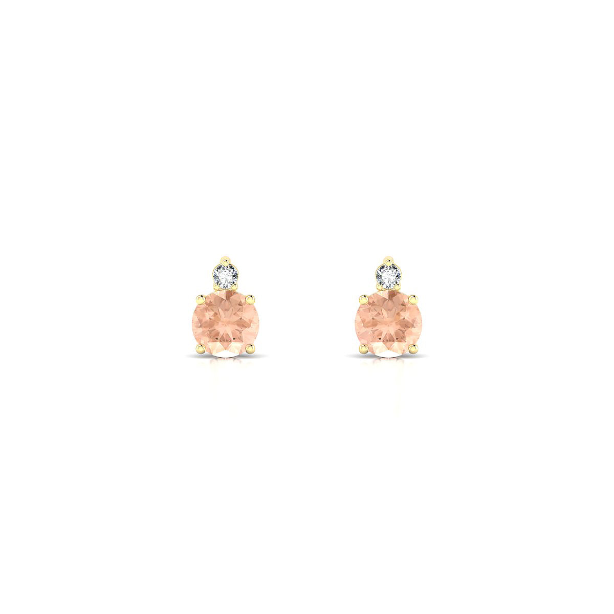 Sparkle | 18k Yellow Gold 4.5 mm Round Morganite Earrings