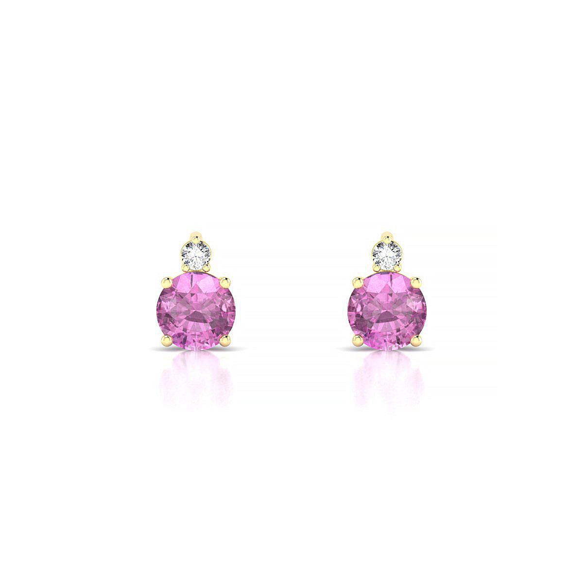 Sparkle | 18k Yellow Gold 4.5 mm Round Pink Sapphire Earrings