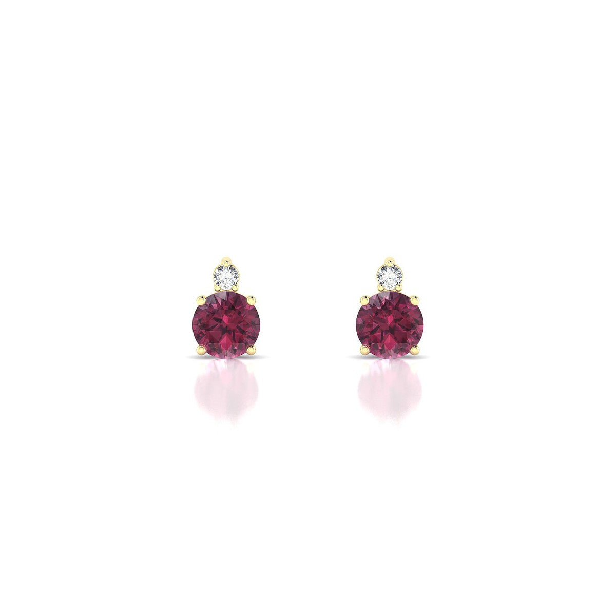 Sparkle | 18k Yellow Gold 4.5 mm Round Rhodolite Earrings