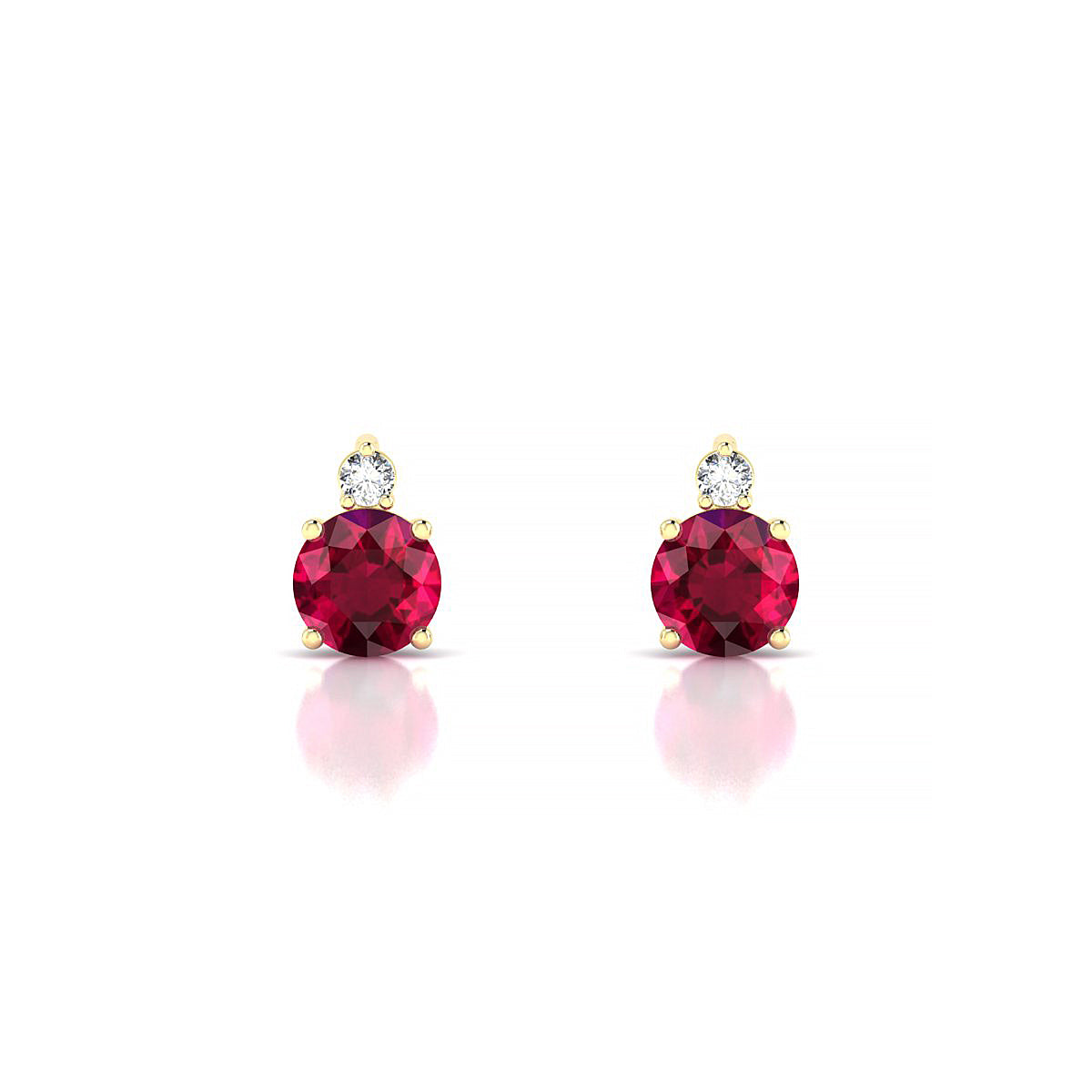 Sparkle | 18k Yellow Gold 4.5 mm Round Ruby Earrings