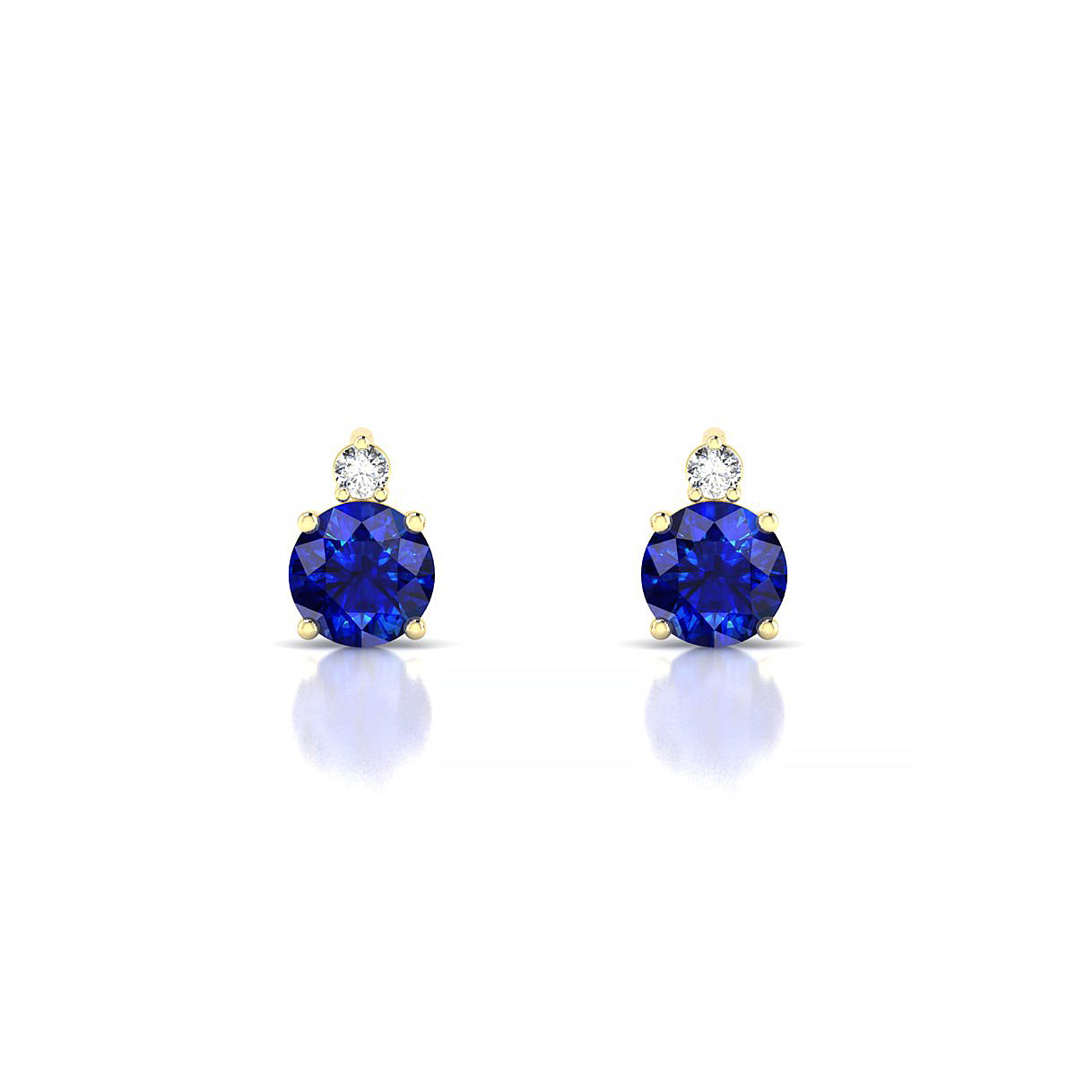 Sparkle | 18k Yellow Gold 4.5 mm Round Sapphire Earrings