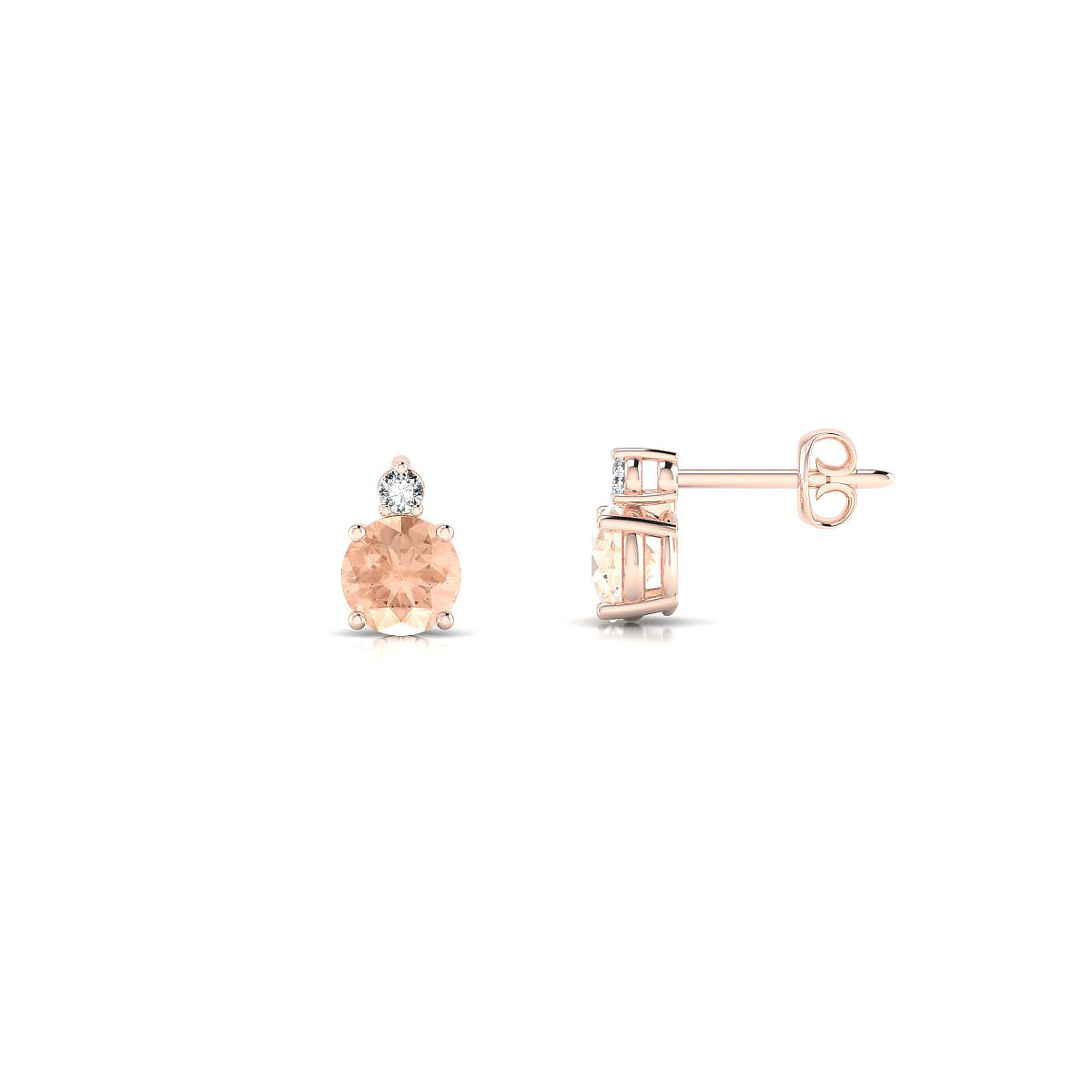 Sparkle | 18k Rose Gold 4.5 mm Round Morganite Earrings