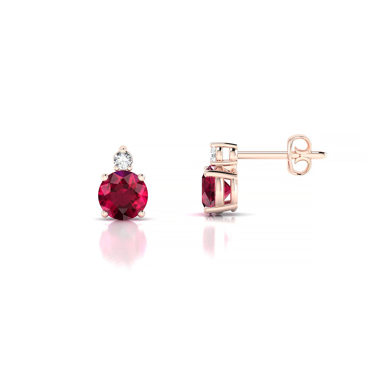 Sparkle | 18k Rose Gold 4.5 mm Round Ruby Earrings