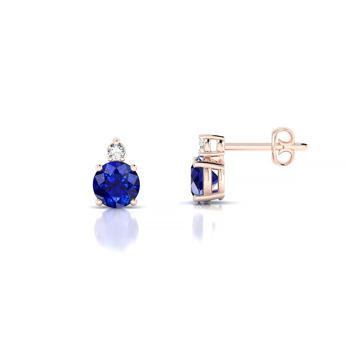 Sparkle | 18k Rose Gold 4.5 mm Round Sapphire Earrings