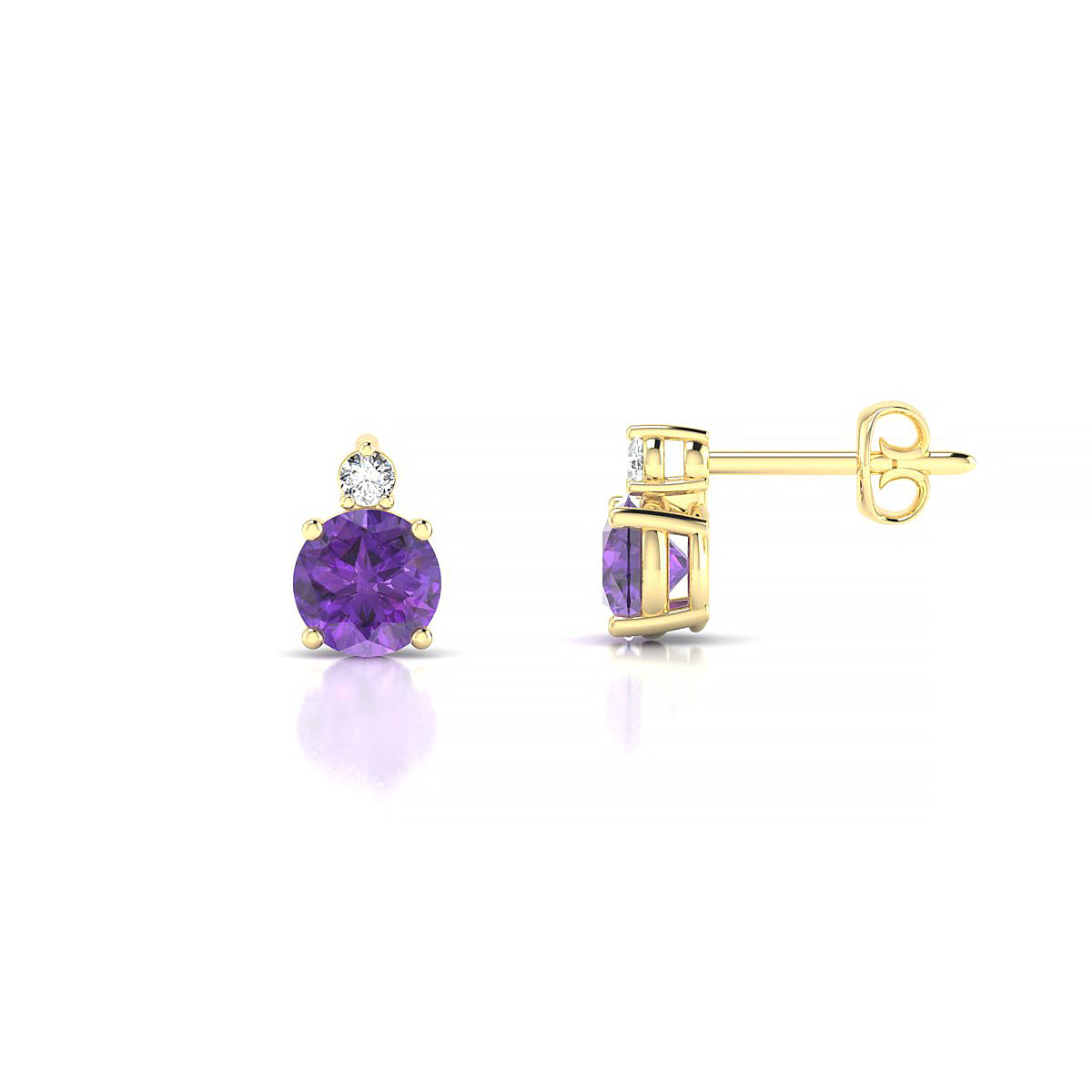Sparkle | 18k Yellow Gold 4.5 mm Round Amethyst Earrings