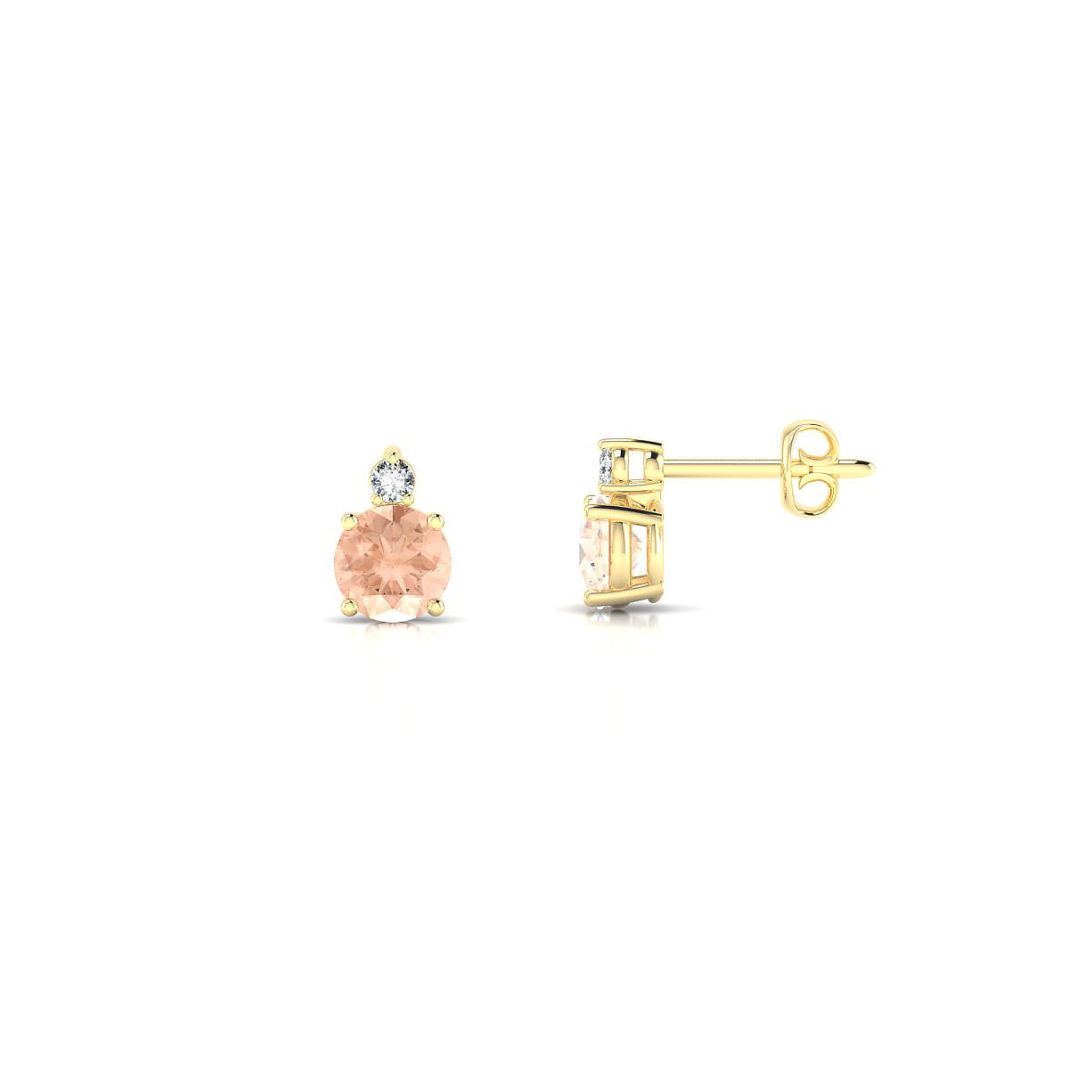 Sparkle | 18k Yellow Gold 4.5 mm Round Morganite Earrings