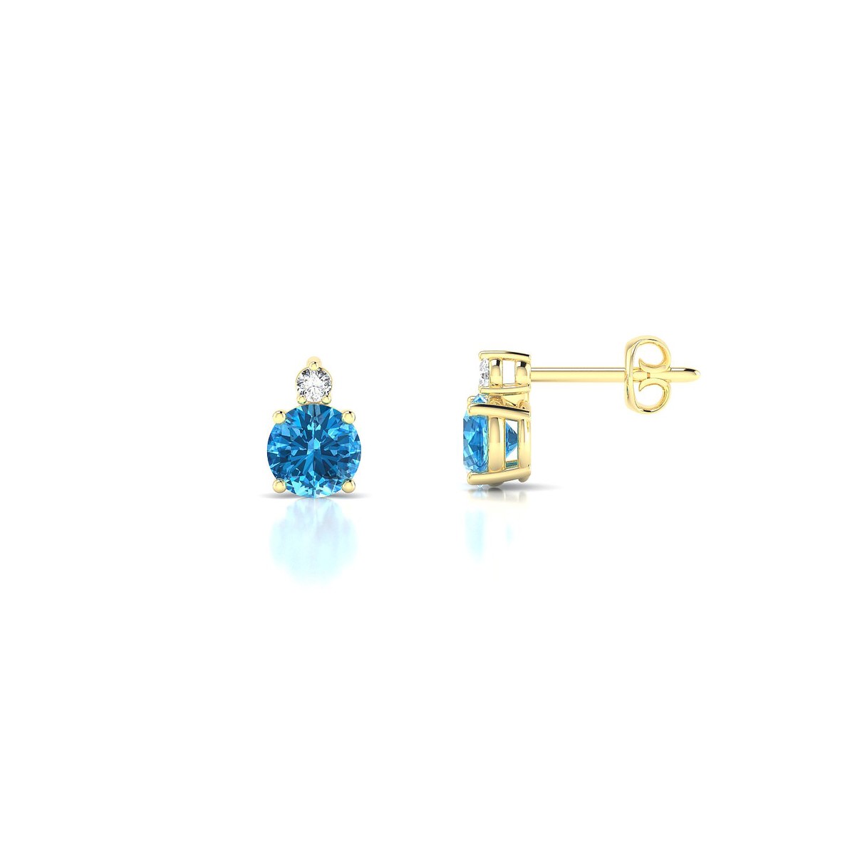 Sparkle | 18k Yellow Gold 4.5 mm Round Topaz Earrings