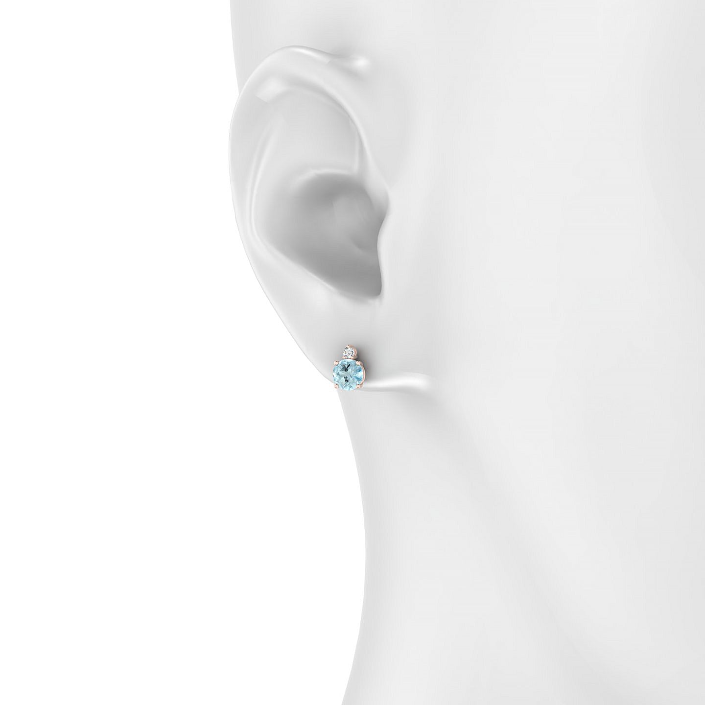 Sparkle | 18k Rose Gold 4.5 mm Round Aquamarine Earrings