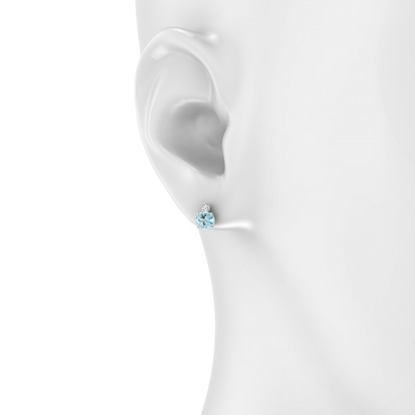 Sparkle | 18k White Gold 4.5 mm Round Aquamarine Earrings