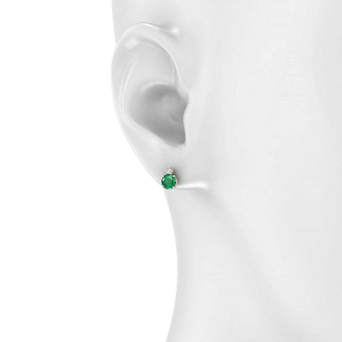 Sparkle | 18k Rose Gold 4.5 mm Round Emerald Earrings
