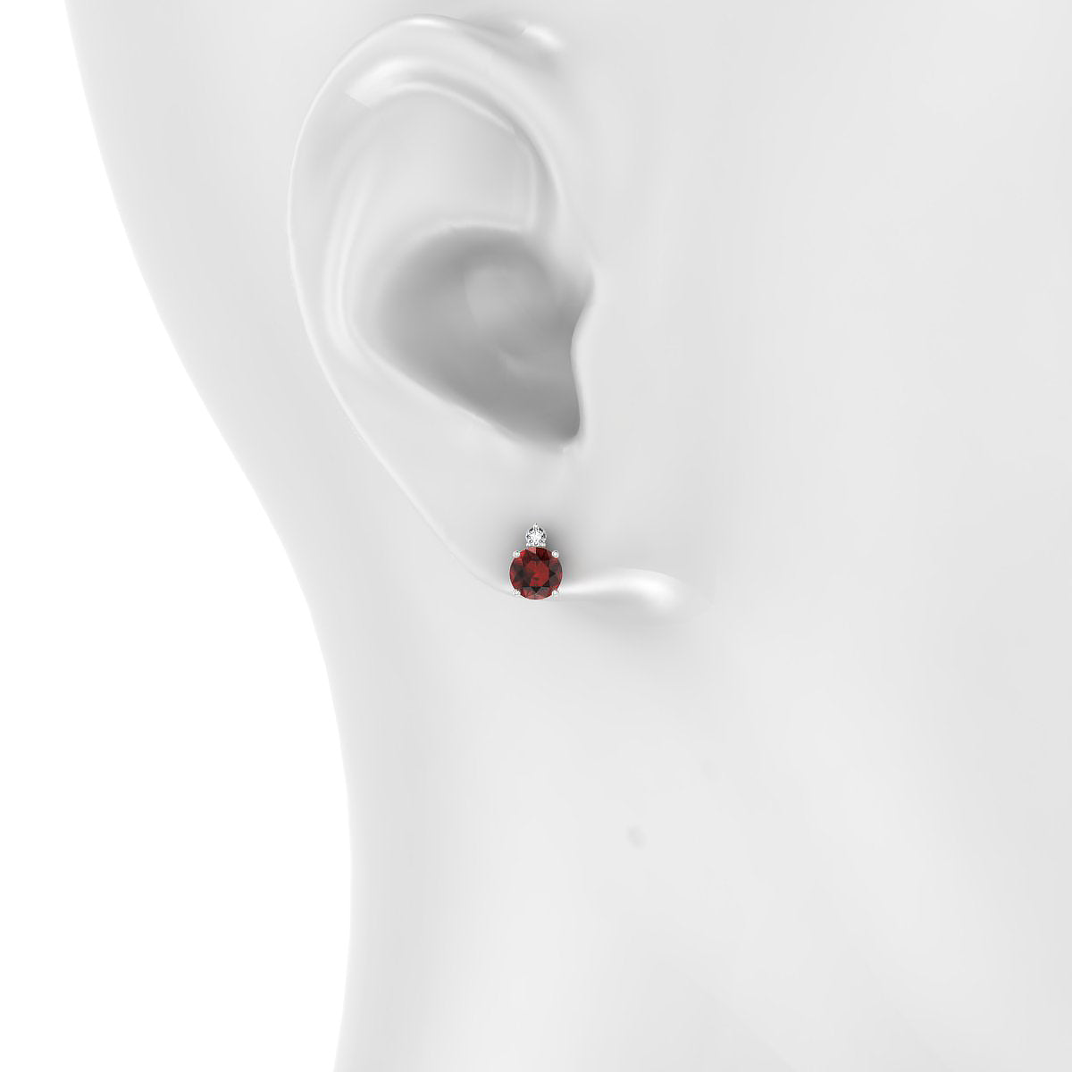 Sparkle | 18k White Gold 4.5 mm Round Garnet Earrings