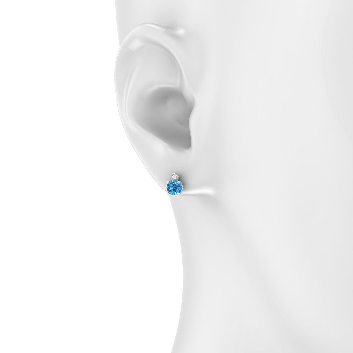Sparkle | 18k White Gold 4.5 mm Round Topaz Earrings