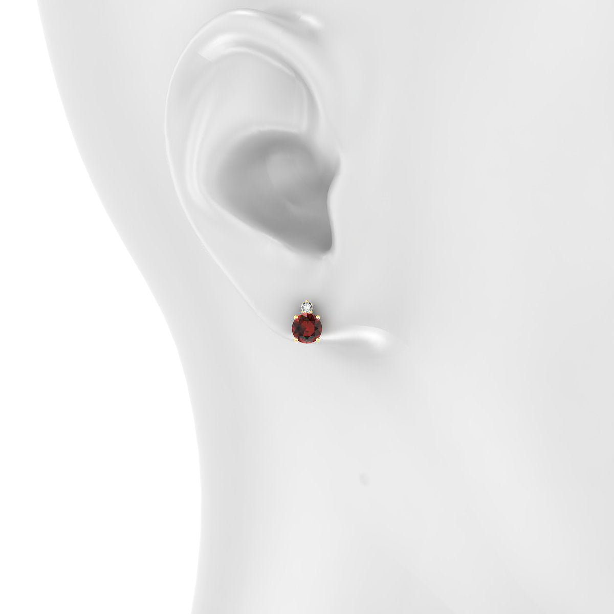 Sparkle | 18k Yellow Gold 4.5 mm Round Garnet Earrings