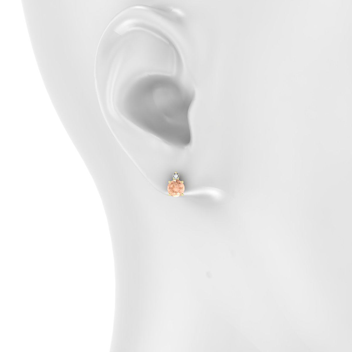 Sparkle | 18k Yellow Gold 4.5 mm Round Morganite Earrings