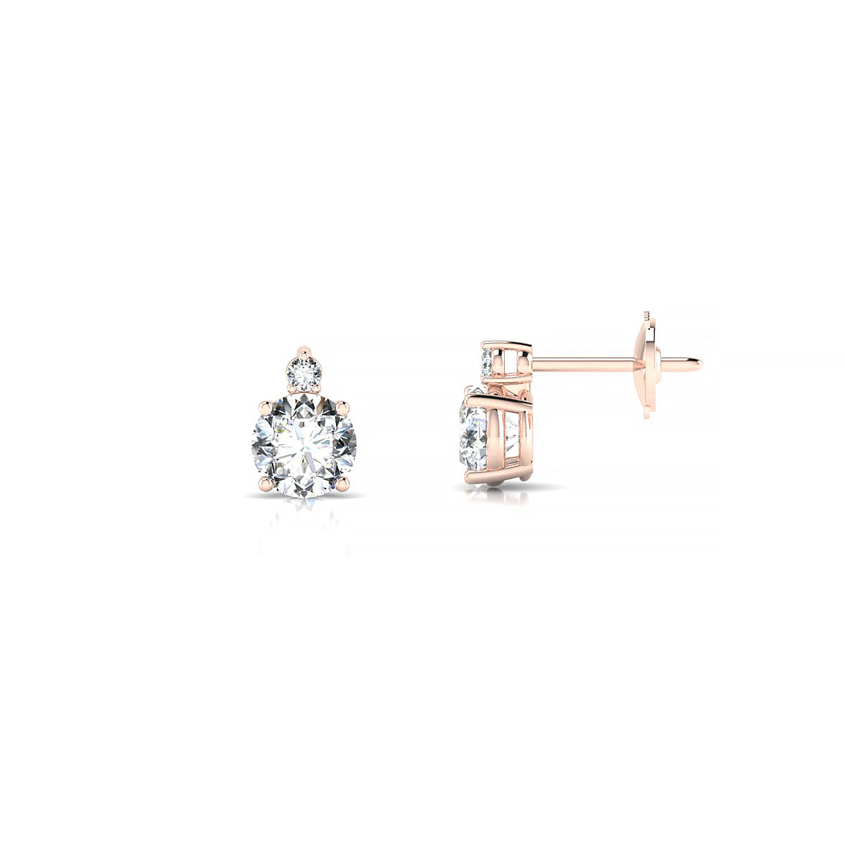 Sparkle | 18k Rose Gold 5.2 mm Round Diamond Earrings