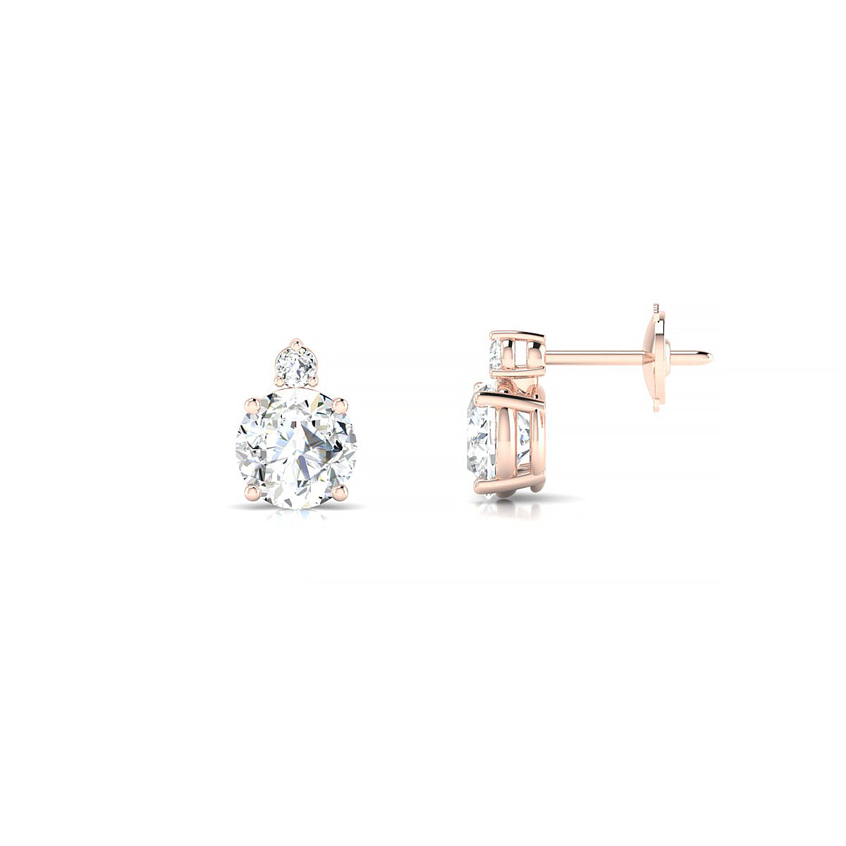 Sparkle | 18k Rose Gold 5.7 mm Round Diamond Earrings
