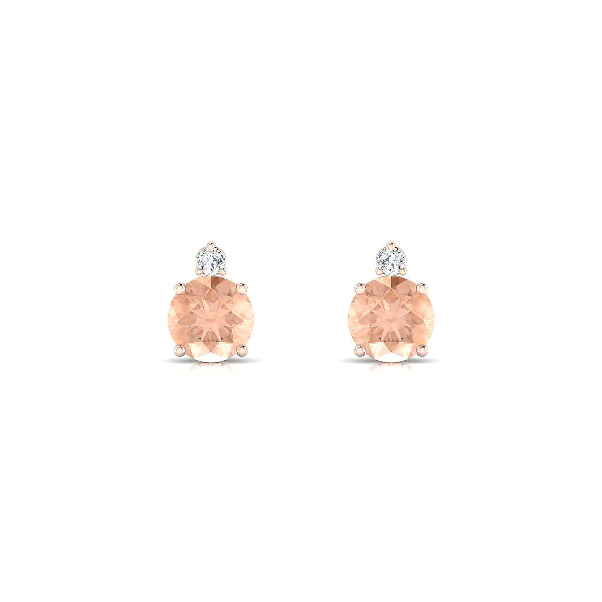 Sparkle | 18k Rose Gold 6 mm Round Morganite Earrings