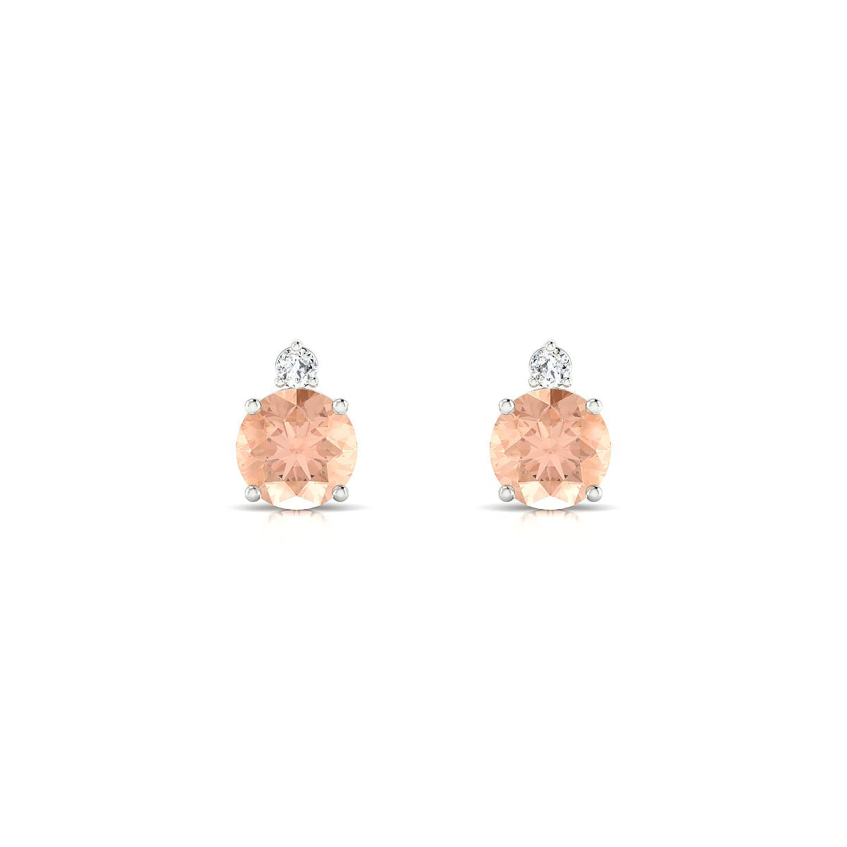 Sparkle | 18k White Gold 6 mm Round Morganite Earrings