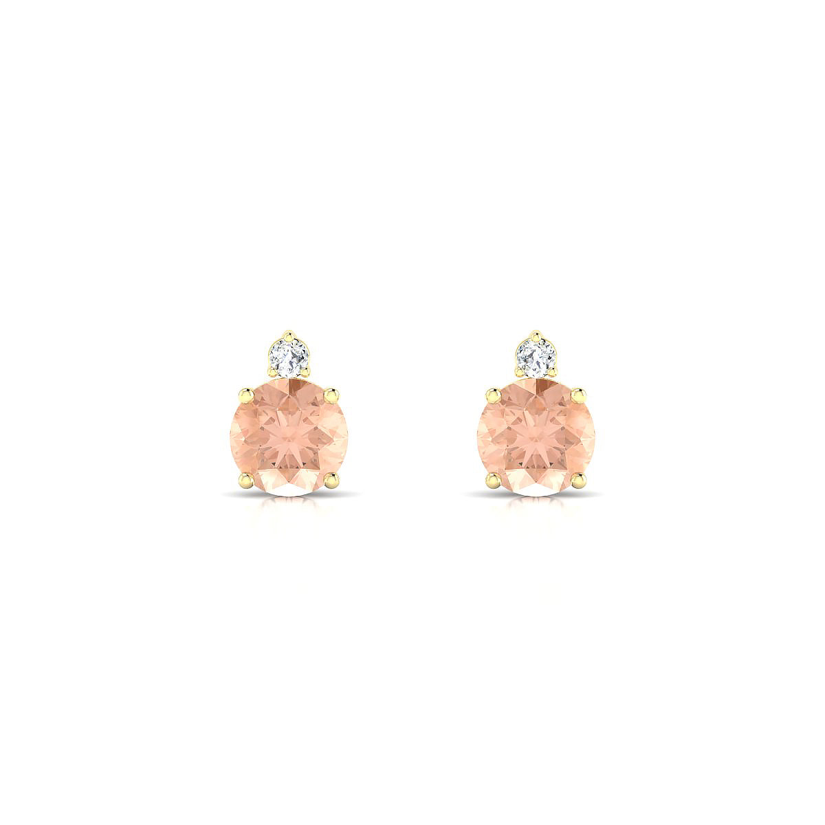 Sparkle | 18k Yellow Gold 6 mm Round Morganite Earrings