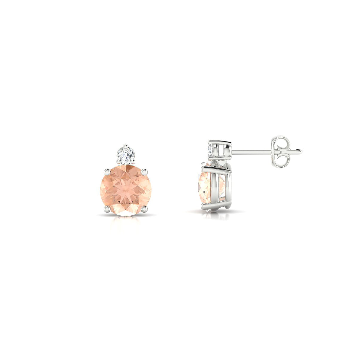 Sparkle | 18k White Gold 6 mm Round Morganite Earrings