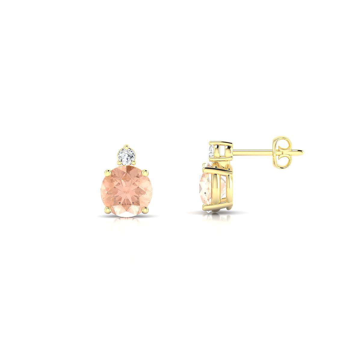 Sparkle | 18k Yellow Gold 6 mm Round Morganite Earrings